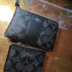 Coach Black Wristlet and Card Holder Set